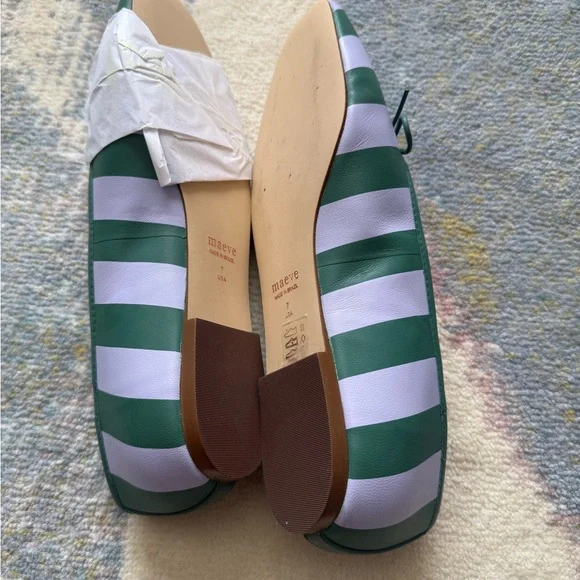 Anthropologie Maeve Striped Green and lilac Women's Flats - Picture 3 of 4